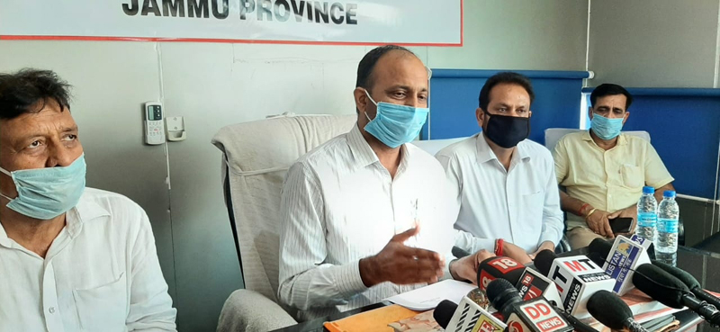 Stone crusher owners addressing press conference on Thursday. -Excelsior/Badyal Stone crusher owners addressing press conference on Thursday. -Excelsior/Badyal