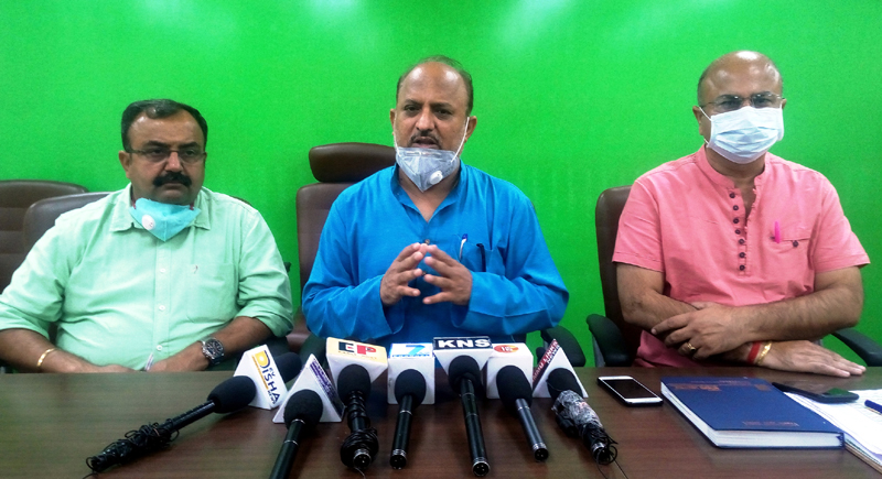 BJP leaders at a press conference at Jammu on Wednesday. -Excelsior/Rakesh BJP leaders at a press conference at Jammu on Wednesday. -Excelsior/Rakesh