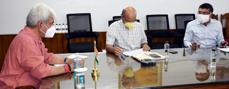 Lieutenant Governor, Manoj Sinha chairing a meeting to review the progress achieved under PMGSY Lieutenant Governor, Manoj Sinha chairing a meeting to review the progress achieved under PMGSY
