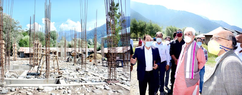 Lt Governor, Manoj Sinha inspecting work on a project in Ganderbal. Lt Governor, Manoj Sinha inspecting work on a project in Ganderbal.