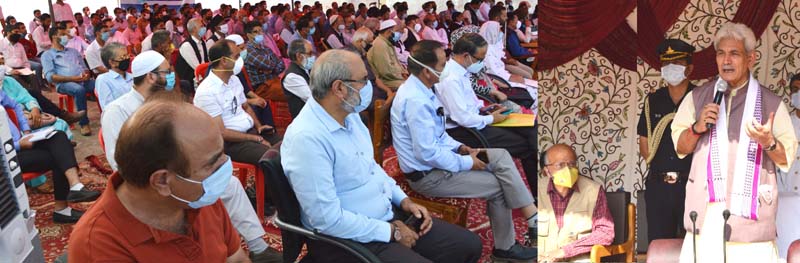 Lieutenant Governor, Manoj Sinha addressing people during visit to Baramulla on Wednesday. Lieutenant Governor, Manoj Sinha addressing people during visit to Baramulla on Wednesday.
