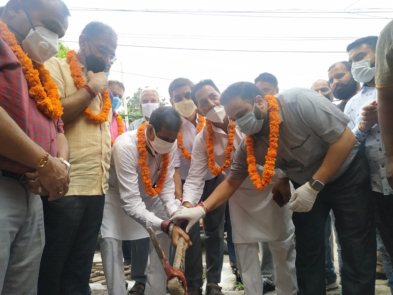 JMC Mayor, C M Gupta and other BJP leaders kick starting development works in Gandhi Nagar area on Tuesday. JMC Mayor, C M Gupta and other BJP leaders kick starting development works in Gandhi Nagar area on Tuesday.