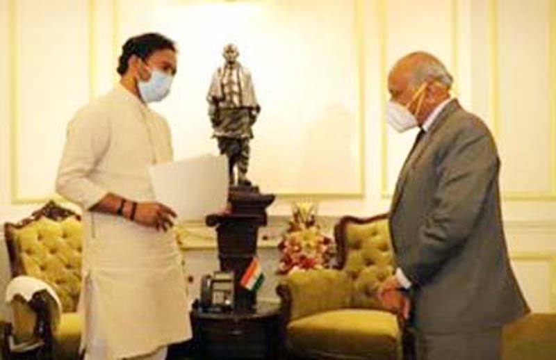 Lieutenant Governor of Ladakh, RK Mathur meeting MoS Home G Krishan Reddy in New Delhi on Monday. Lieutenant Governor of Ladakh, RK Mathur meeting MoS Home G Krishan Reddy in New Delhi on Monday.