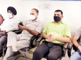 JK Apni Party leaders during a meeting at Jammu on Sunday.