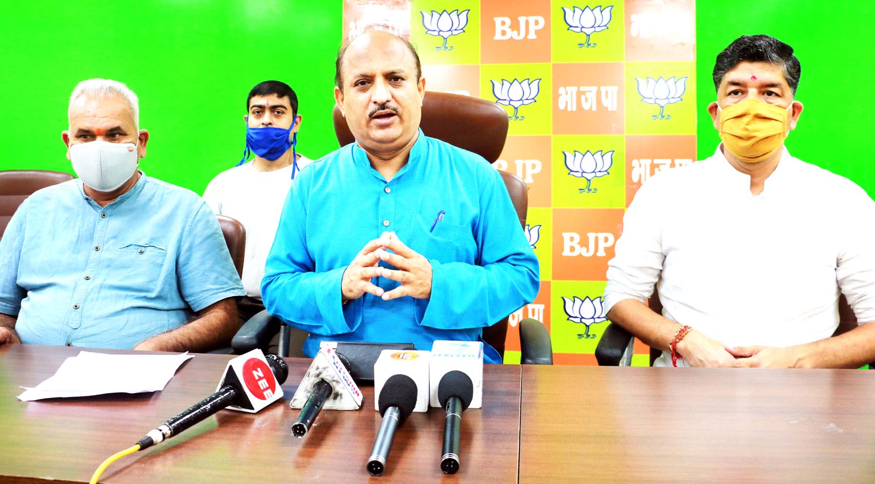 BJP leaders at a press conference at Jammu on Friday. BJP leaders at a press conference at Jammu on Friday.