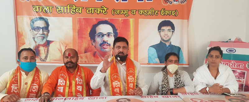 UT President of Shiv Sena Jammu and Kashmir Manish Sahni interacting with media persons at Jammu. UT President of Shiv Sena Jammu and Kashmir Manish Sahni interacting with media persons at Jammu.