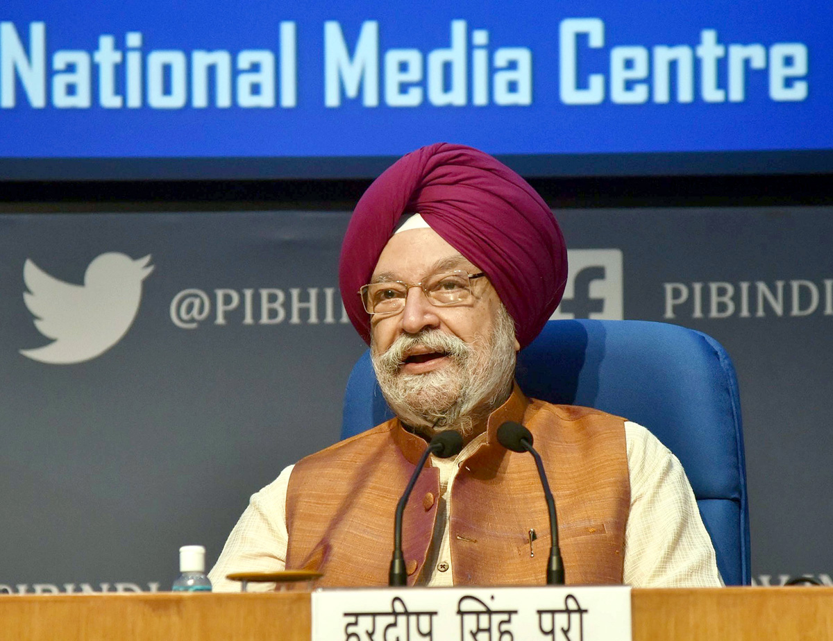Minister of State for Housing & Urban Affairs, Civil Aviation (Independent Charge) and Commerce & Industry, Hardeep Singh Puri addressing a press conference in New Delhi on Thursday. Minister of State for Housing & Urban Affairs, Civil Aviation (Independent Charge) and Commerce & Industry, Hardeep Singh Puri addressing a press conference in New Delhi on Thursday.