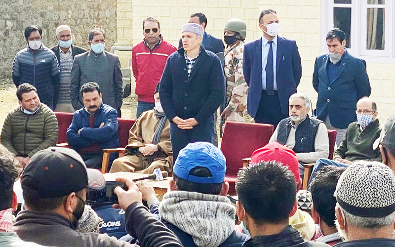 Former Chief Minister Omar Abdullah addressing a public meeting at Drass on Friday. -Excelsior/ Basharat Ladakhi Former Chief Minister Omar Abdullah addressing a public meeting at Drass on Friday. -Excelsior/ Basharat Ladakhi