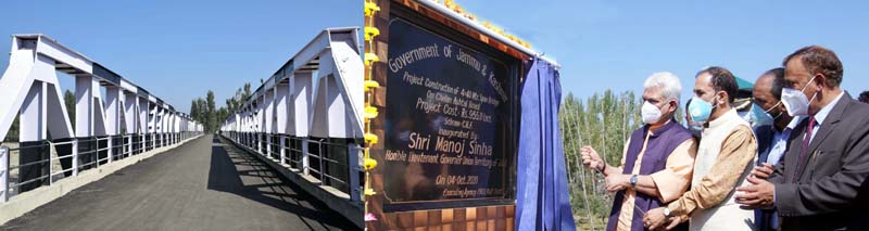 Lt Governor Manoj Sinha inaugurating Ashthal Bridge at Kulgam on Sunday. Lt Governor Manoj Sinha inaugurating Ashthal Bridge at Kulgam on Sunday.