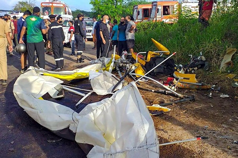 Mangled remains of a naval power glider after a crash during a routine training sortie near Thoppumpady bridge, in Kochi. Mangled remains of a naval power glider after a crash during a routine training sortie near Thoppumpady bridge, in Kochi.