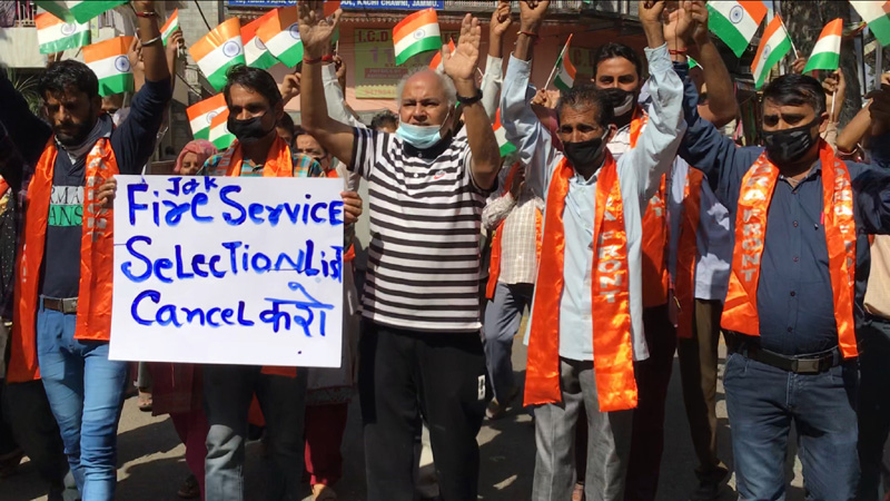 Shiv Sena activists during a protest demonstration at Jammu on Wednesday. Shiv Sena activists during a protest demonstration at Jammu on Wednesday.