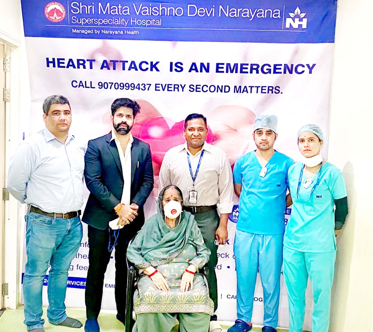 Doctors and staff of Narayana Hospital posing with a patient they operated successfully. Doctors and staff of Narayana Hospital posing with a patient they operated successfully.