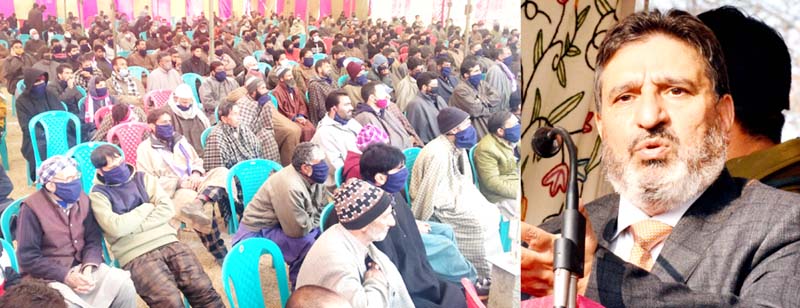 Altaf Bukhari addressing Apni Party campaign in Anantnag on Monday. Altaf Bukhari addressing Apni Party campaign in Anantnag on Monday.