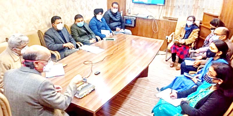 Chief Secretary BVR Subrahmanyam chairing a meeting in Jammu on Monday. Chief Secretary BVR Subrahmanyam chairing a meeting in Jammu on Monday.