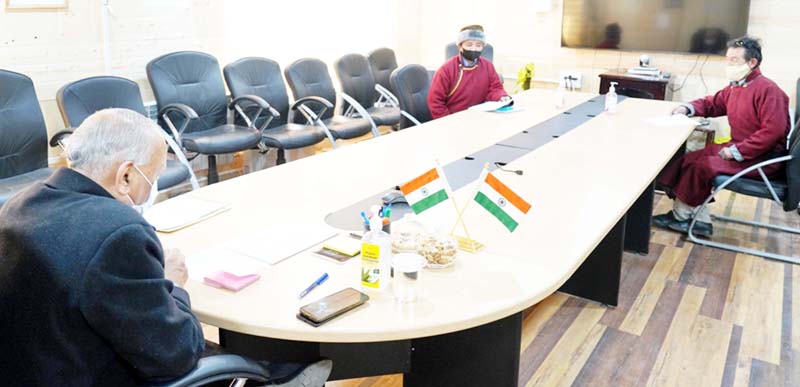 LG Ladakh, RK Mathur, meeting with a delegation at Raj Niwas in Leh. LG Ladakh, RK Mathur, meeting with a delegation at Raj Niwas in Leh.