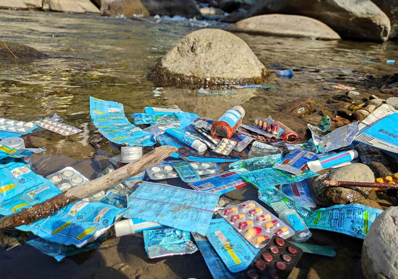 Medicines found in Neeru river in Bhaderwah. —Excelsior/Tilak Raj Medicines found in Neeru river in Bhaderwah. —Excelsior/Tilak Raj