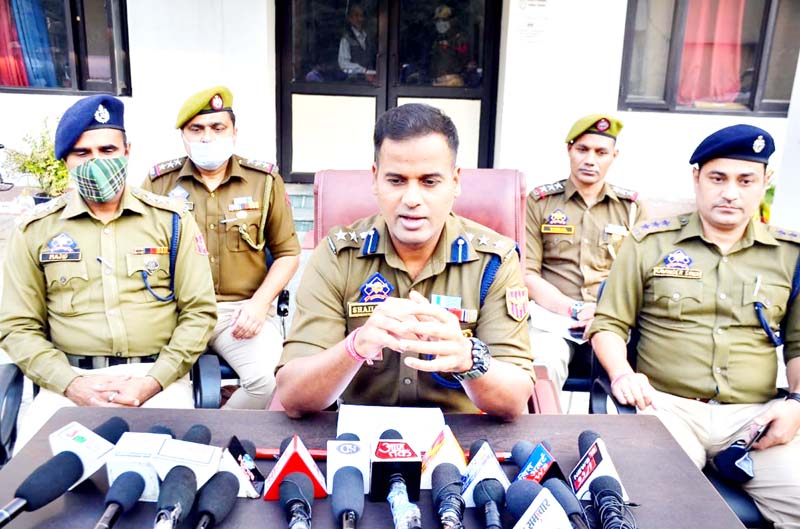 SSP Kathua Shailender Mishra talking to reporters on Thursday. SSP Kathua Shailender Mishra talking to reporters on Thursday.