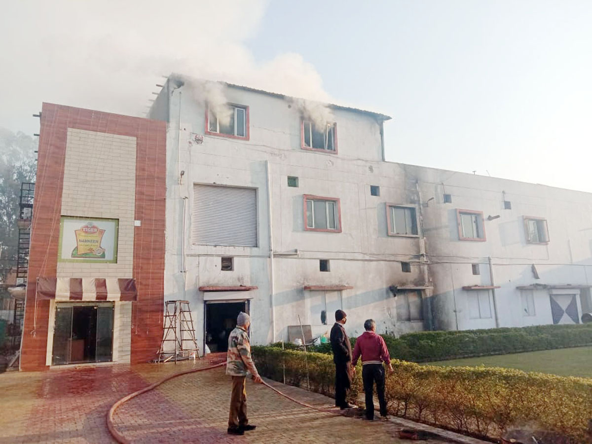 Smoke coming out of Jaidev Food Processing Factory which caught fire on Saturday. -Excelsior/ Badyal Smoke coming out of Jaidev Food Processing Factory which caught fire on Saturday. -Excelsior/ Badyal
