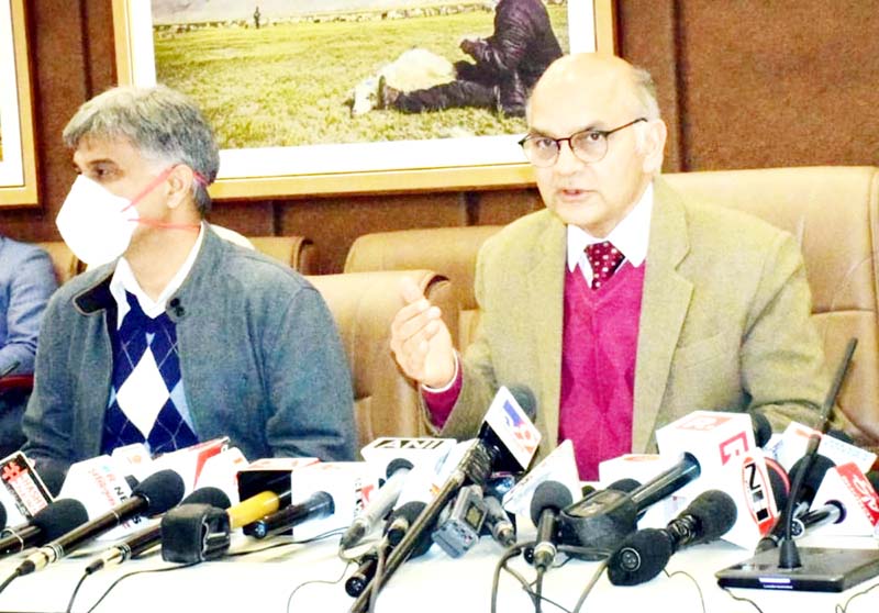 SEC K K Sharma addressing a press conference in Jammu on Wednesday. SEC K K Sharma addressing a press conference in Jammu on Wednesday.