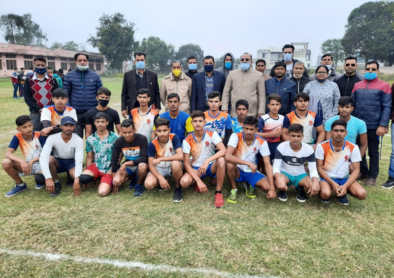 Players and dignitaries posing for a group photograph at Kathua. Players and dignitaries posing for a group photograph at Kathua.