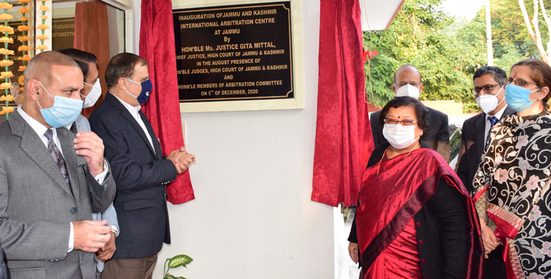 Chief Justice Gita Mittal inaugurating the Jammu Centre of the J&K International Arbitration Centre on Saturday. Chief Justice Gita Mittal inaugurating the Jammu Centre of the J&K International Arbitration Centre on Saturday.