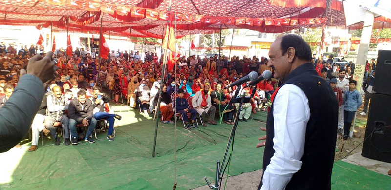 Senior NC leader, Surjeet Singh Slathia addressing a public meeting at Gurha Salathia on Wednesday. Senior NC leader, Surjeet Singh Slathia addressing a public meeting at Gurha Salathia on Wednesday.