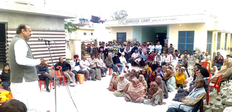 NC leader, Surjeet Singh Slathia addressing rally in Vijaypur on Friday. NC leader, Surjeet Singh Slathia addressing rally in Vijaypur on Friday.