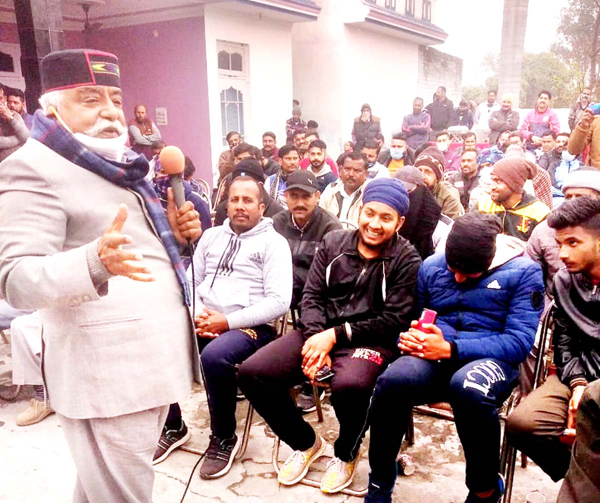 Ajay Sadhotra addressing a meeting of Youth NC workers at Jaswan in Marh constituency on Sunday. Ajay Sadhotra addressing a meeting of Youth NC workers at Jaswan in Marh constituency on Sunday.