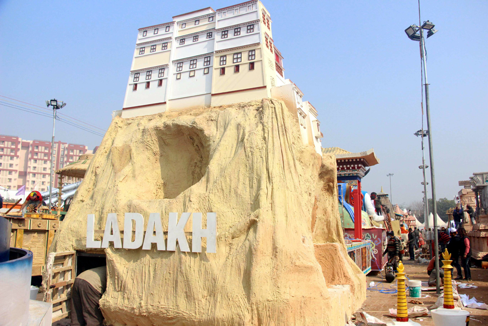 The Ladakh tableau participating at the Republic Day parade during the press preview in New Delhi on Friday. (UNI) The Ladakh tableau participating at the Republic Day parade during the press preview in New Delhi on Friday. (UNI)