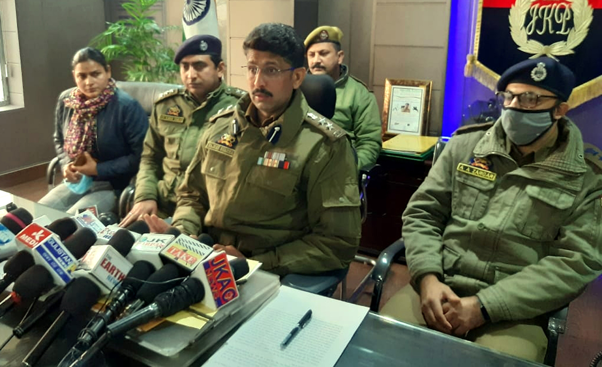 SSP, Samba Rajesh Sharma talking to reporters on Friday. SSP, Samba Rajesh Sharma talking to reporters on Friday.