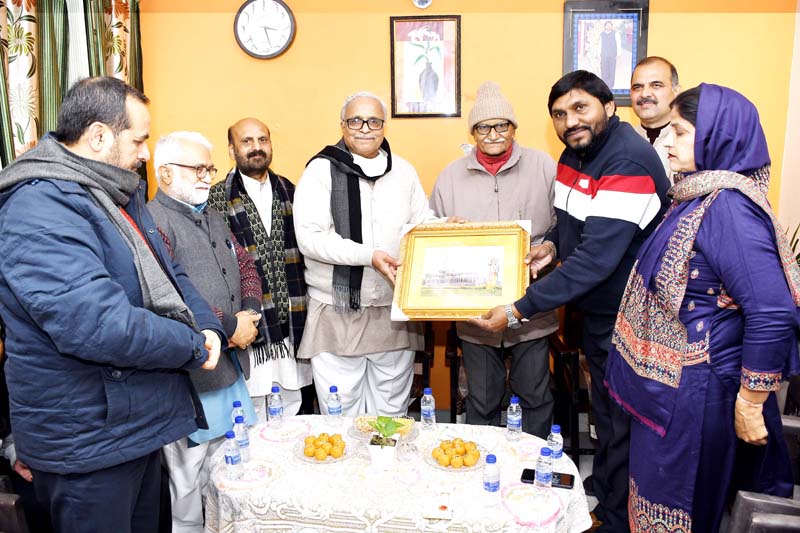 Bhaiya Ji Joshi, Sarkarivah of RSS during launch of fund for construction of Shri Ram Temple at Ayodhya at Jammu on Thursday. -Excelsior/Rakesh Bhaiya Ji Joshi, Sarkarivah of RSS during launch of fund for construction of Shri Ram Temple at Ayodhya at Jammu on Thursday. -Excelsior/Rakesh