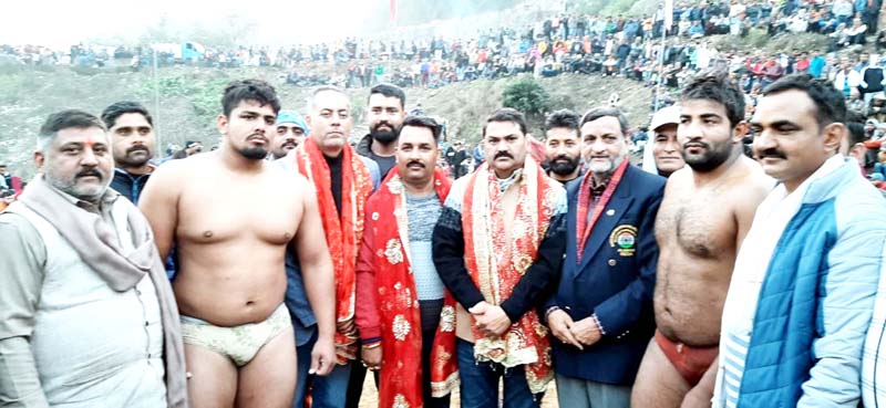 Wrestlers and dignitaries posing for a group photograph at Reasi. Wrestlers and dignitaries posing for a group photograph at Reasi.