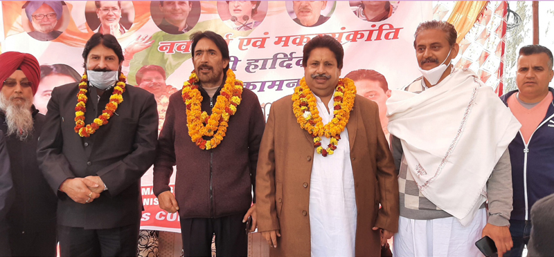 PCC chief GA Mir, flanked by other senior leaders during a function at Gangyal in Jammu on Thursday. PCC chief GA Mir, flanked by other senior leaders during a function at Gangyal in Jammu on Thursday.