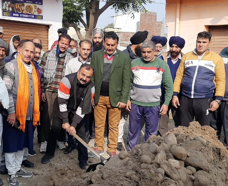 Former MLC, Vikram Randhawa kick-starting earthwork of a road at Bhour Camp Jammu on Sunday. Former MLC, Vikram Randhawa kick-starting earthwork of a road at Bhour Camp Jammu on Sunday.