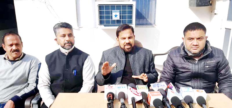NPP leader Harshdev Singh addressing press conference in Jammu on Friday. NPP leader Harshdev Singh addressing press conference in Jammu on Friday.