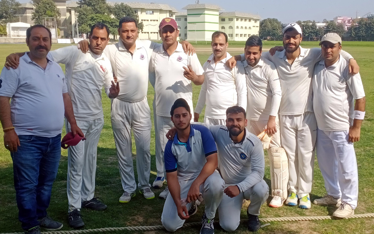 Winning team posing for a group photograph at KC Sports Ground Jammu. Winning team posing for a group photograph at KC Sports Ground Jammu.
