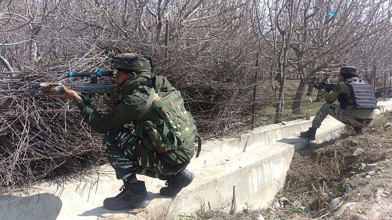 Troops during encounter in Anantnag on Wednesday. — Excelsior/Sajad Dar Troops during encounter in Anantnag on Wednesday. — Excelsior/Sajad Dar
