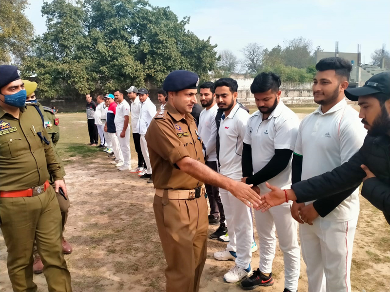 Addl SP, Ajaz Zargar interacting with players at Samba. Addl SP, Ajaz Zargar interacting with players at Samba.Addl SP, Ajaz Zargar interacting with players at Samba.