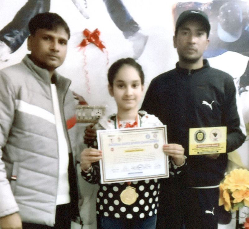 Avaapya displaying meritorious certificates on Wednesday. Avaapya displaying meritorious certificates on Wednesday.