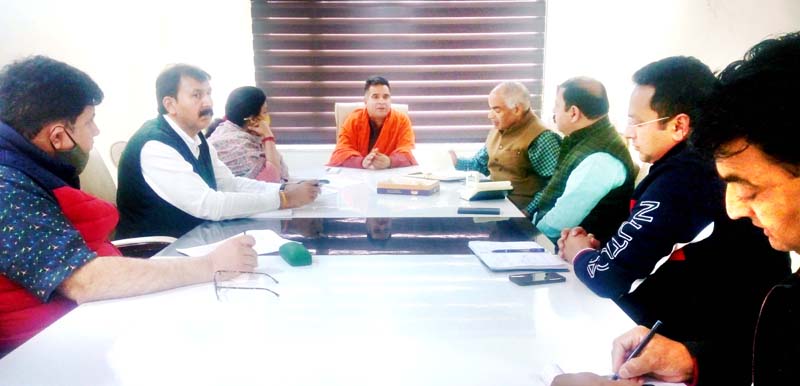 BJP leaders during a meeting at Jammu on Wednesday. -Excelsior/Rakesh BJP leaders during a meeting at Jammu on Wednesday. -Excelsior/Rakesh