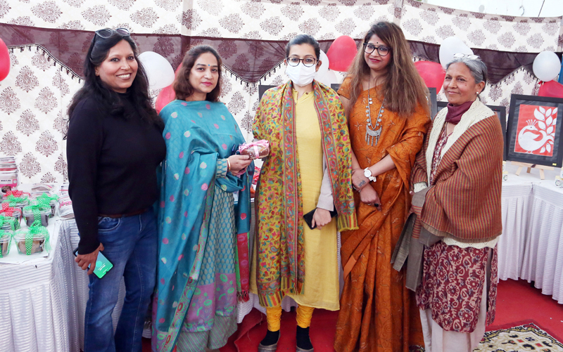 JMC Commissioner Avny Lavasa posing with artist Preeti Mahajan and business woman Shruti at an exhibition in Jammu. JMC Commissioner Avny Lavasa posing with artist Preeti Mahajan and business woman Shruti at an exhibition in Jammu.