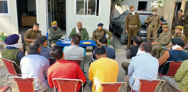 SP Rural Sanjay Sharma and SDPO Kosheen Koul reviewing law and order situation in Domana on Thursday. SP Rural Sanjay Sharma and SDPO Kosheen Koul reviewing law and order situation in Domana on Thursday.