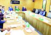 Justice (Retd) Ranjana Prakash Desai chairing the meeting of J&K’s Delimitation Commission in New Delhi on Thursday.