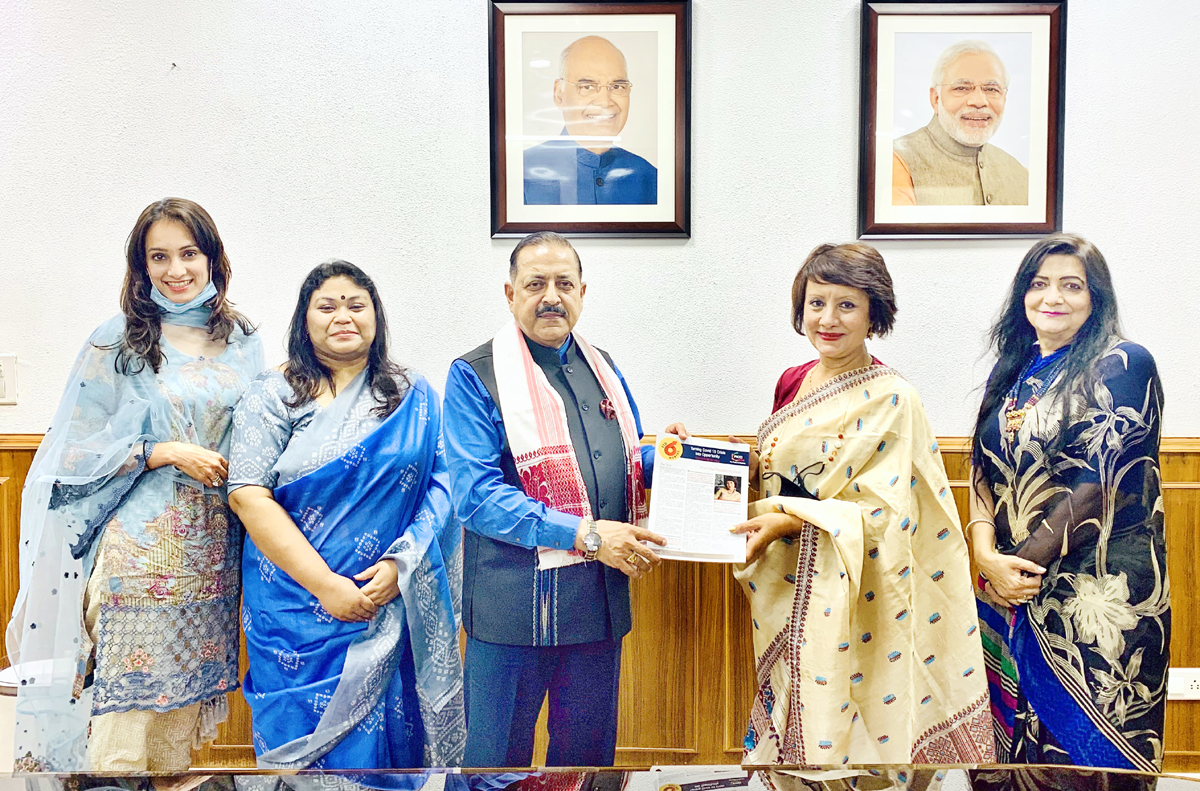 Union Minister Dr Jitendra Singh with a delegation of Federation of Indian Chambers of Commerce and Industry - Ladies Organisation( FICCI-FLO) led by its National President Jahnabi Phookan. Union Minister Dr Jitendra Singh with a delegation of Federation of Indian Chambers of Commerce and Industry - Ladies Organisation( FICCI-FLO) led by its National President Jahnabi Phookan.