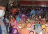 NC president Dr Farooq Abdullah addresses women workers of NC at Sher-e-Kashmir Bhawan in Jammu on Monday. — Excelsior/Rakesh