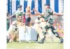 The trained dogs from BSF showing different activities during a dog show on the occasion of the BSF (Border Security Force of India) v/s BGB (Border Guard Bangladesh) Maitri (Friendship) Football Match at Belonia in Agartala on Thursday. (UNI)