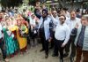 DDC chairpersons, vice chairpersons and members protesting outside Press Club Jammu on Wednesday. -Excelsior/Rakesh
