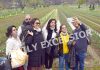 Tourists take selfie inside the tulip garden which will be opened for public today in Srinagar. —Excelsior/Shakeel