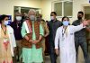 Lieutenant Governor Manoj Sinha at Kot Bhalwal hospital in Jammu on Monday.