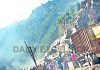 Landslide and boulders block Jammu-Srinagar National Highway at Samroli in Chenani area on Friday. -Excelsior/K Kumar